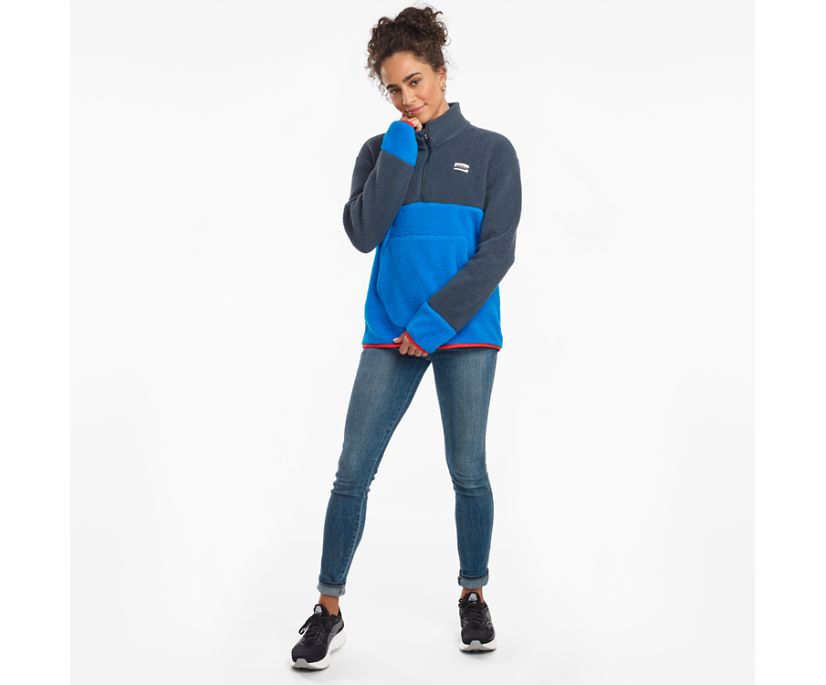 Women's Saucony Fireside Fleece Anorak Jackets Blue | Singapore 336BEXC